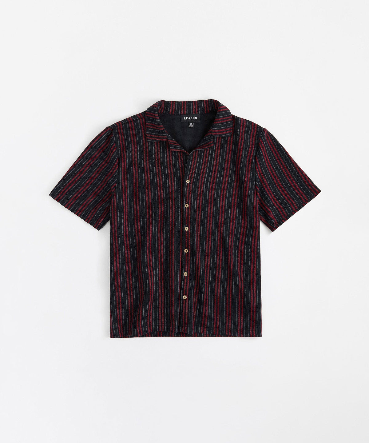Reason Clothing Recommended Nightshift Jacquard Button Down Short Sleeve Knit Shirt - Black