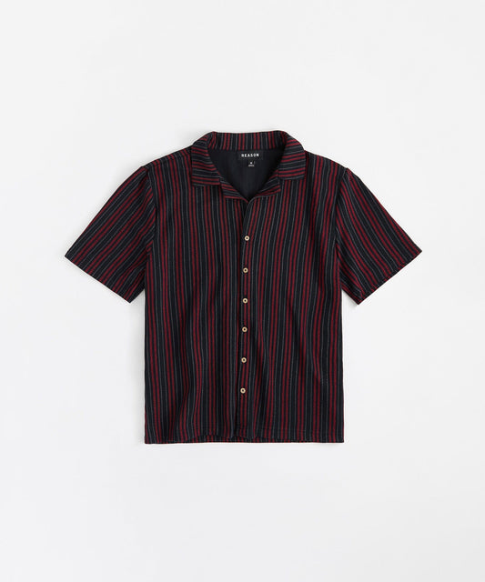 Reason Clothing Recommended Nightshift Jacquard Button Down Short Sleeve Knit Shirt - Black
