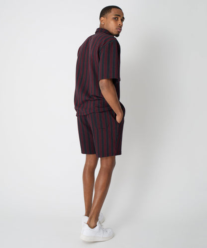 Reason Clothing Recommended Nightshift Jacquard Button Down Short Sleeve Knit Shirt - Black