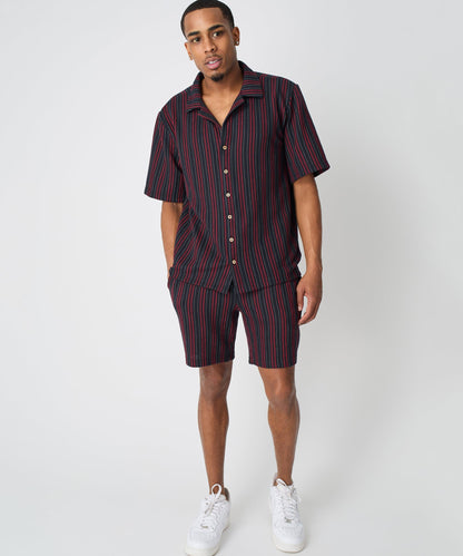 Reason Clothing Recommended Nightshift Jacquard Button Down Short Sleeve Knit Shirt - Black