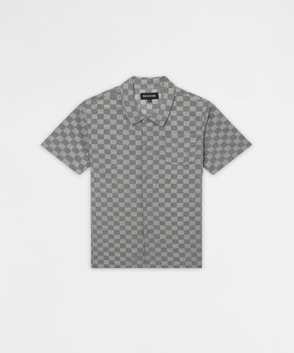 Reason Clothing Essential Checkerboard Viscose Button-Down Shirt - Grey