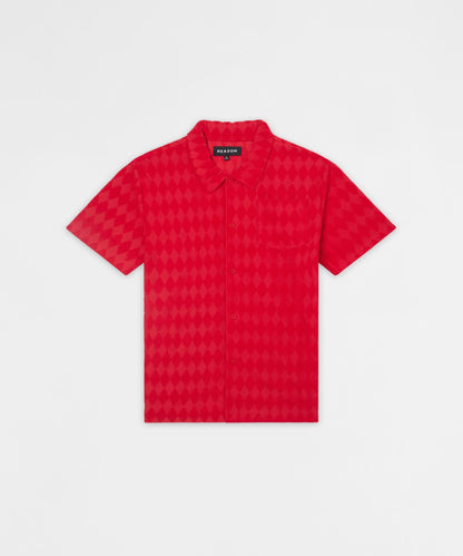 Reason Clothing Premium Diamond Viscose Button-Down Shirt - Red