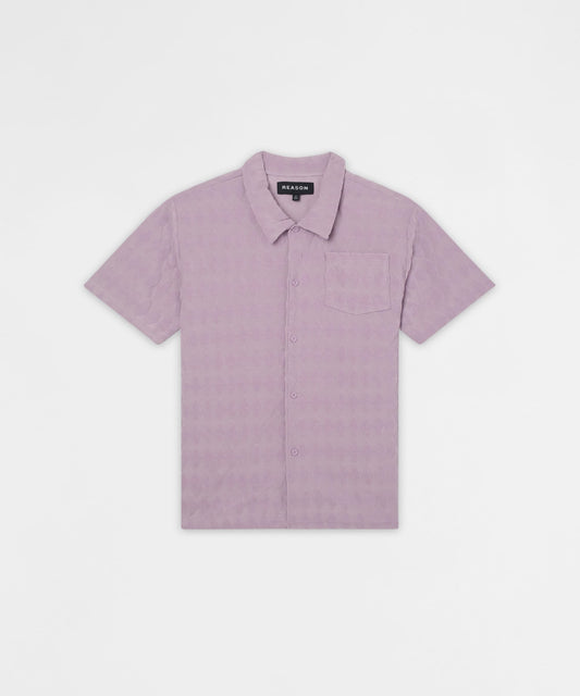 Reason Clothing Smart Buy Diamond Plate Viscose Short Sleeve Shirt - Mauve