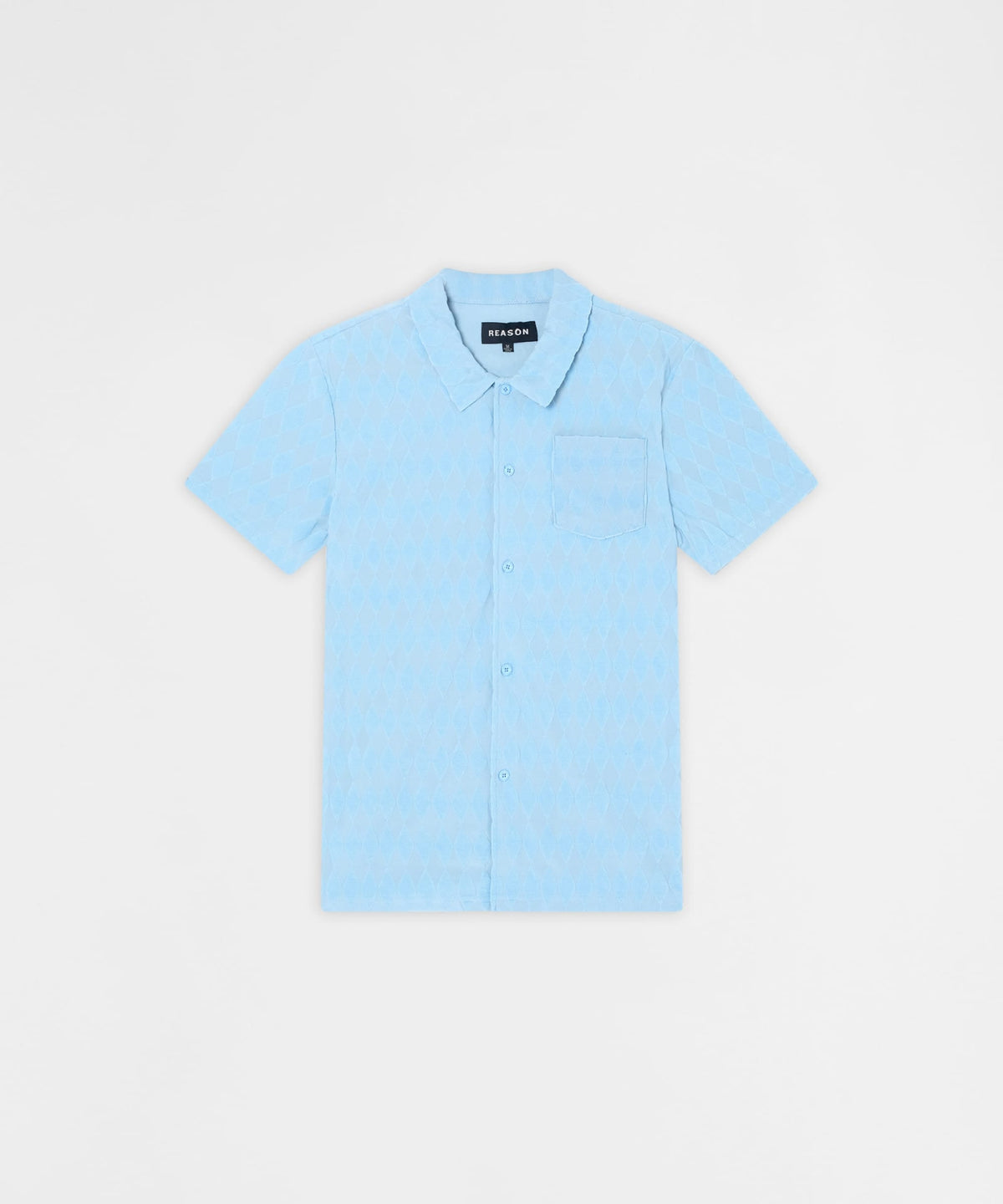 Reason Clothing Exclusive Diamond Plate Viscose Short Sleeve Shirt - Light Blue