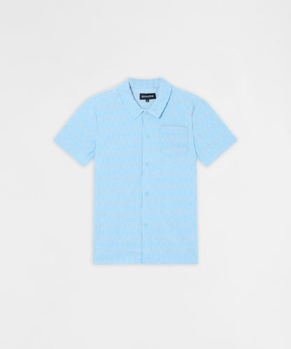 Reason Clothing Exclusive Diamond Plate Viscose Short Sleeve Shirt - Light Blue
