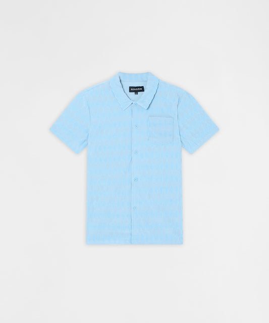 Reason Clothing Exclusive Diamond Plate Viscose Short Sleeve Shirt - Light Blue
