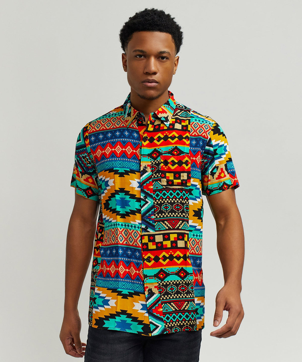 Reason Clothing Hot Sale Aztec Print S/S Shirt