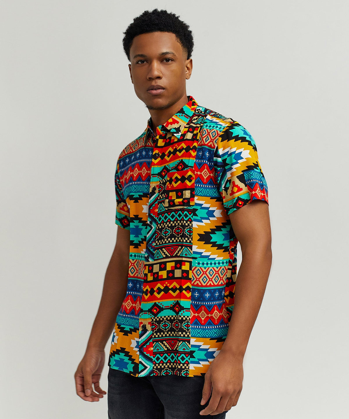 Reason Clothing Hot Sale Aztec Print S/S Shirt
