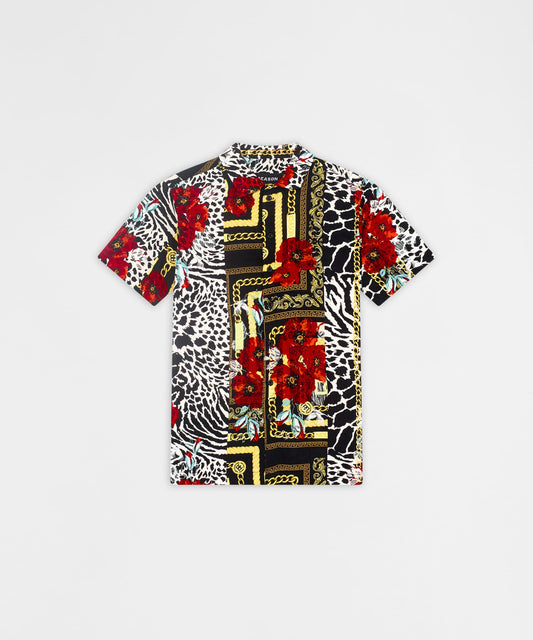 Reason Clothing Value Floral & Chains Woven Shirt - Red