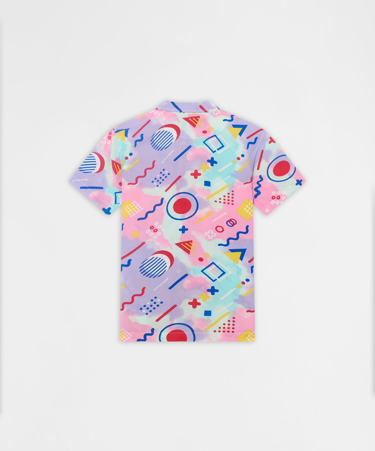 Reason Clothing Quality Retro Geometric Viscose Button-Down Short Sleeve Shirt - Multicolor