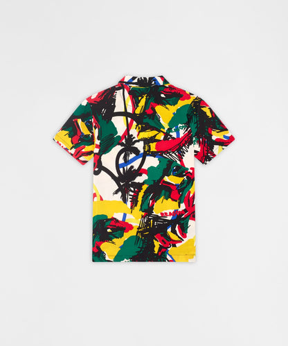 Reason Clothing Recommended Abstract Viscose Button-Down Short Sleeve Shirt - Multicolor