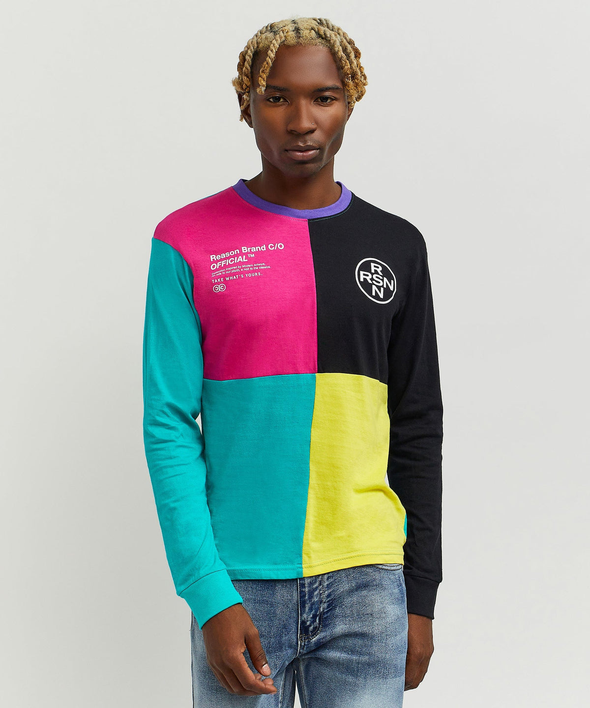 Reason Clothing Latest Nolan Color Blocked Long Sleeve Tee