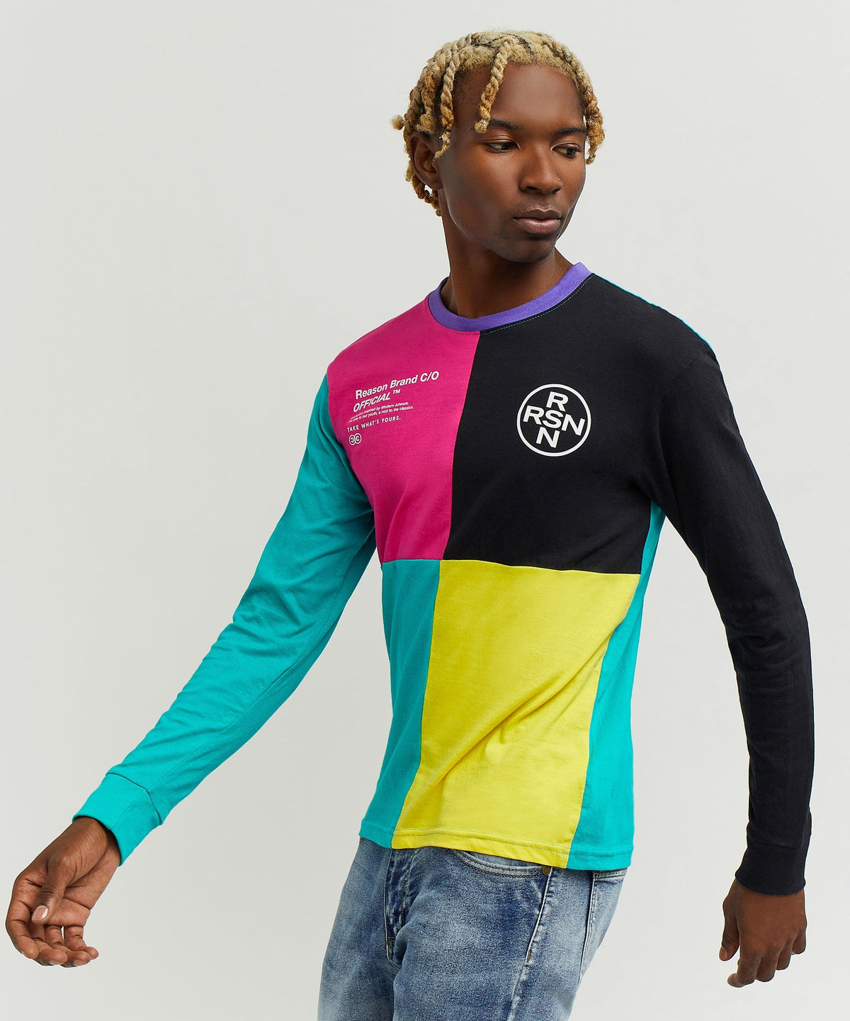 Reason Clothing Latest Nolan Color Blocked Long Sleeve Tee