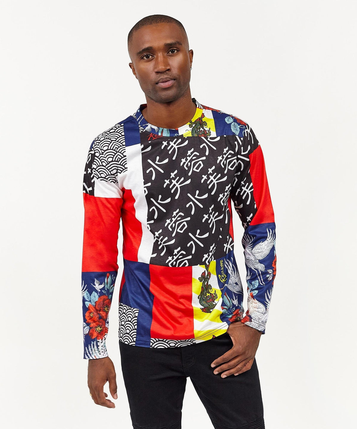 Reason Clothing Special Offer Swans All Over Print Long Sleeve Tee