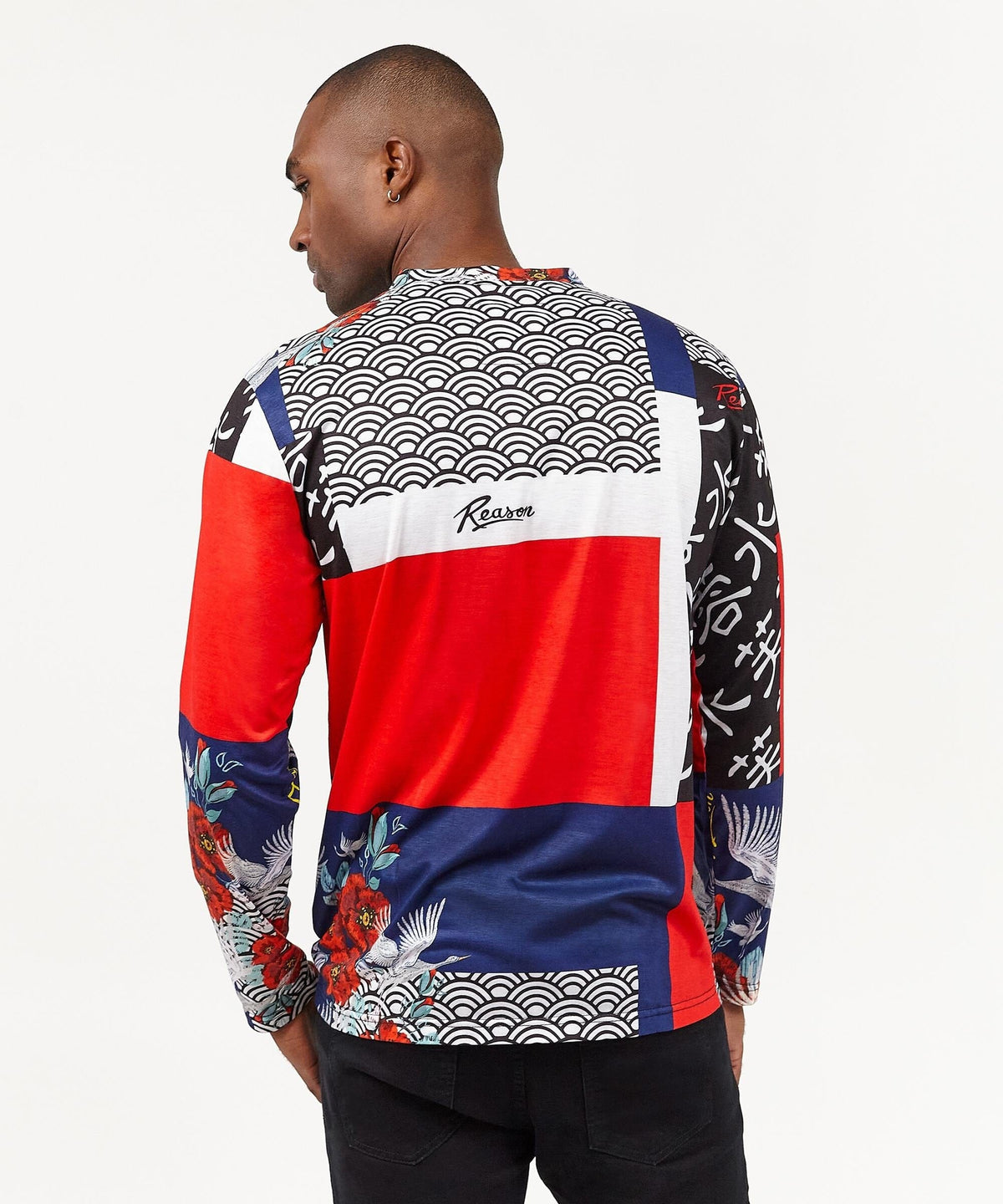 Reason Clothing Special Offer Swans All Over Print Long Sleeve Tee