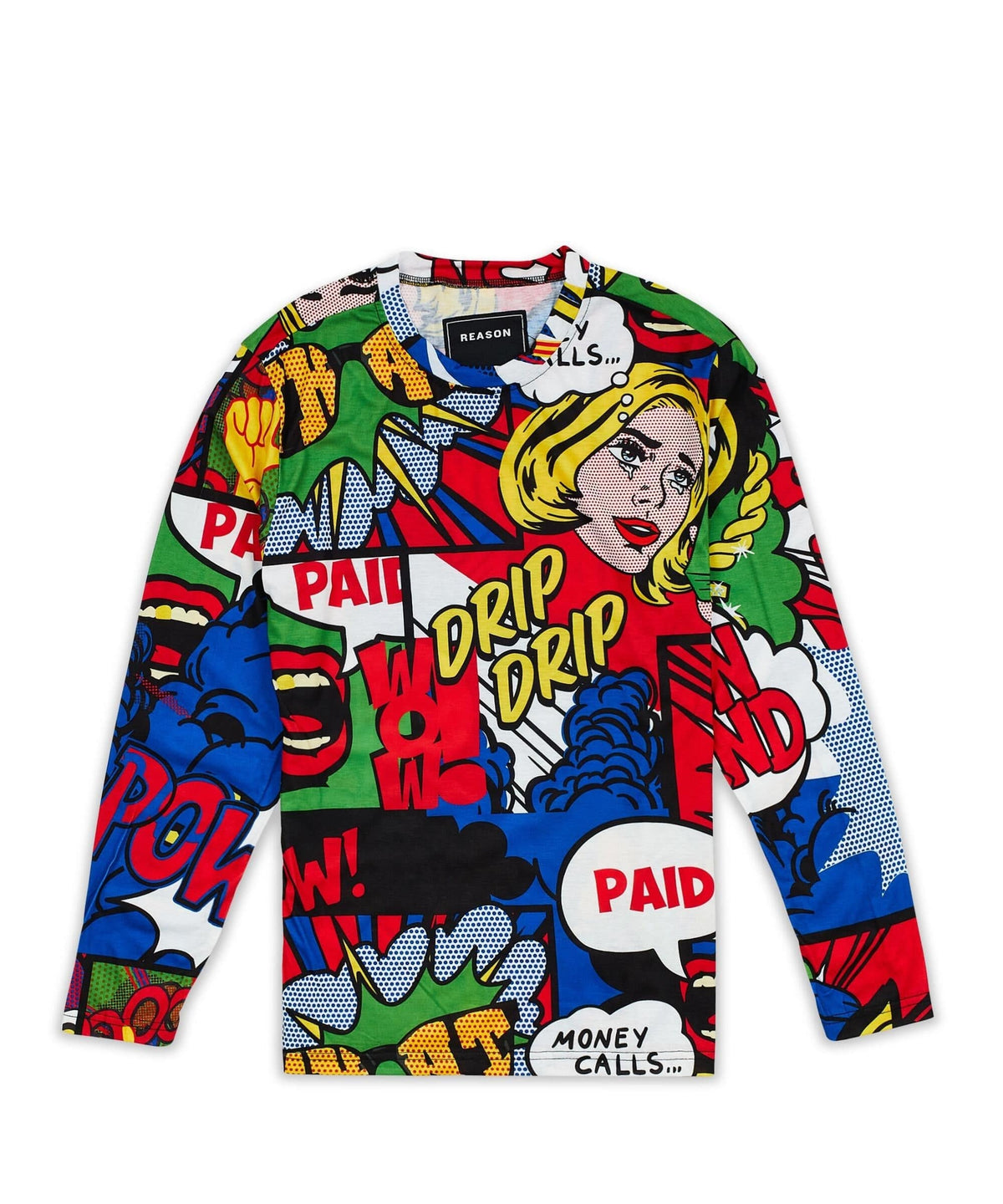 Reason Clothing Featured Money Drip Allover Print Long Sleeve Tee