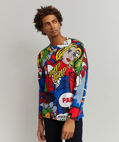 Reason Clothing Featured Money Drip Allover Print Long Sleeve Tee