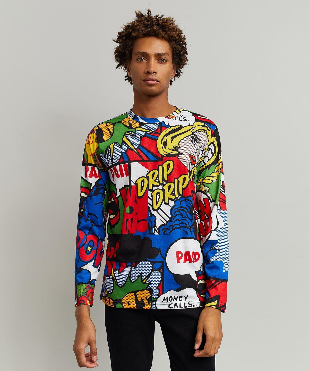 Reason Clothing Featured Money Drip Allover Print Long Sleeve Tee