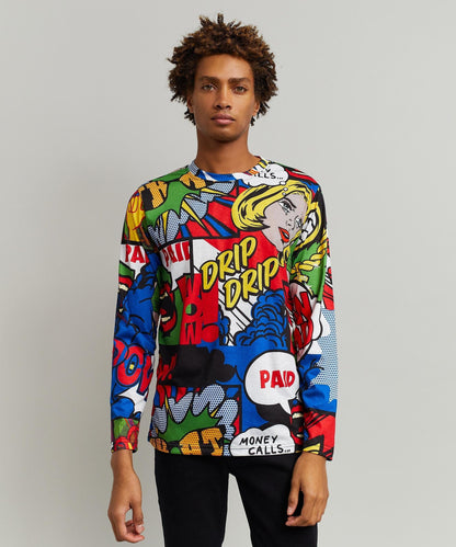 Reason Clothing Featured Money Drip Allover Print Long Sleeve Tee