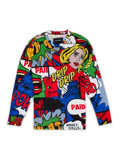 Reason Clothing Deals Money Drip Comic Print Long Sleeve Tee