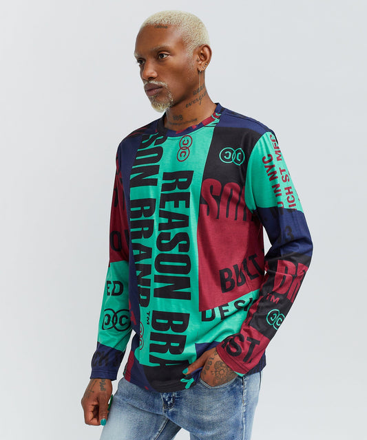 Reason Clothing Quality Greenwich Multi Placement Long Sleeve Tee