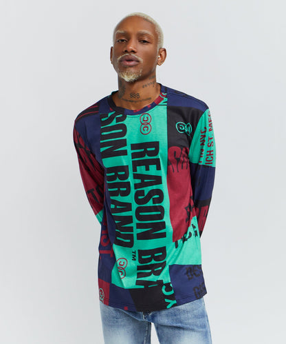 Reason Clothing Quality Greenwich Multi Placement Long Sleeve Tee