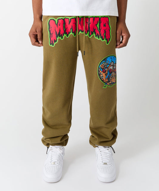 Reason Clothing Hot Sale Mishka Band Sweatpants - Olive Green
