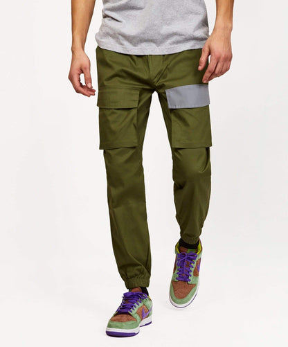 Reason Clothing Customer Favorite Mind Reflective Detail Twill Cargo Pants - Green