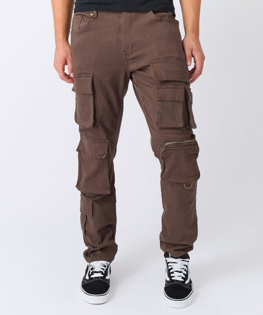 Reason Clothing Exclusive Loadout Cargo Denim Pants - Brown