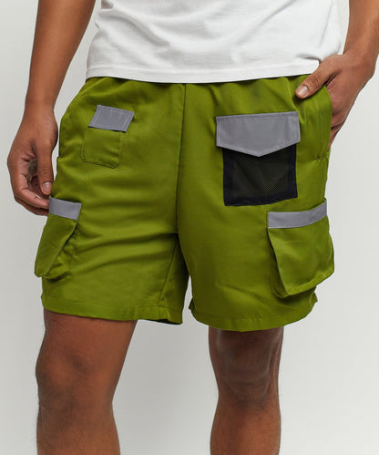 Reason Clothing New Multi Pocket Nylon Cargo Short