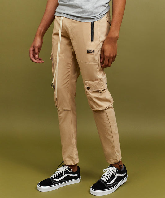 Reason Clothing Deals Cargo Stretch Nylon Utility Khaki Pants