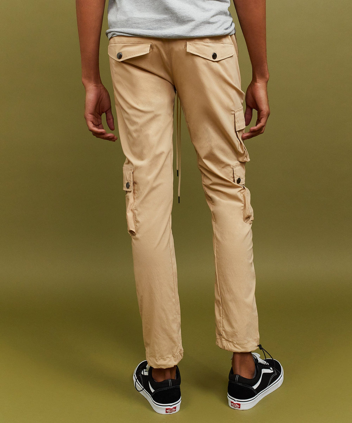 Reason Clothing Deals Cargo Stretch Nylon Utility Khaki Pants