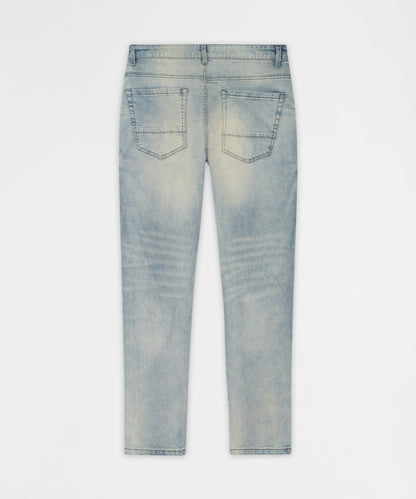Reason Clothing Best Seller Light Wash Repaired Denim Jeans - Blue