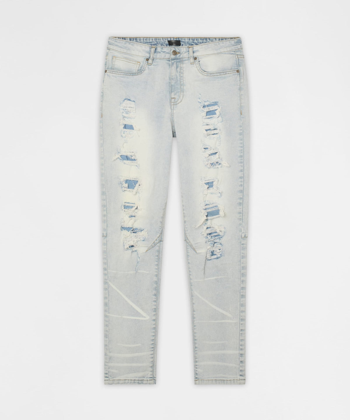 Reason Clothing Essential Fracture Distressed Skinny Jeans - Light Blue