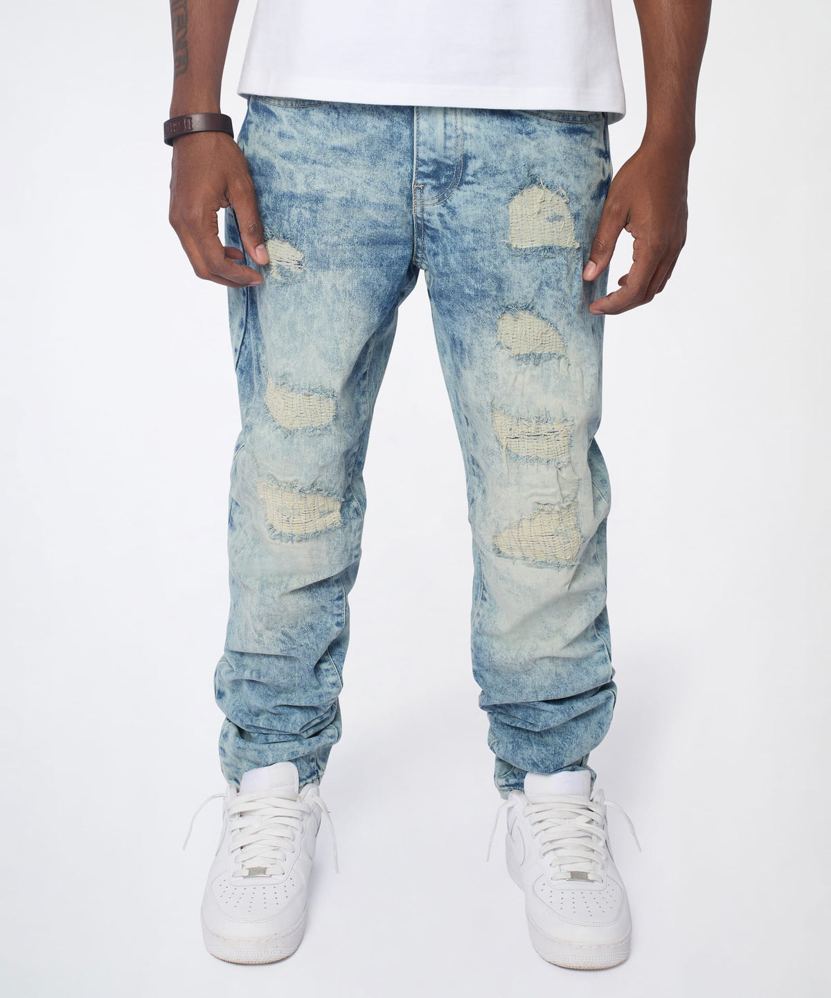 Reason Clothing Essential Dawn Distressed Skinny Jeans - Blue