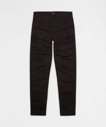 Reason Clothing Trending Heavy Distressed Frayed Skinny Jean - Black