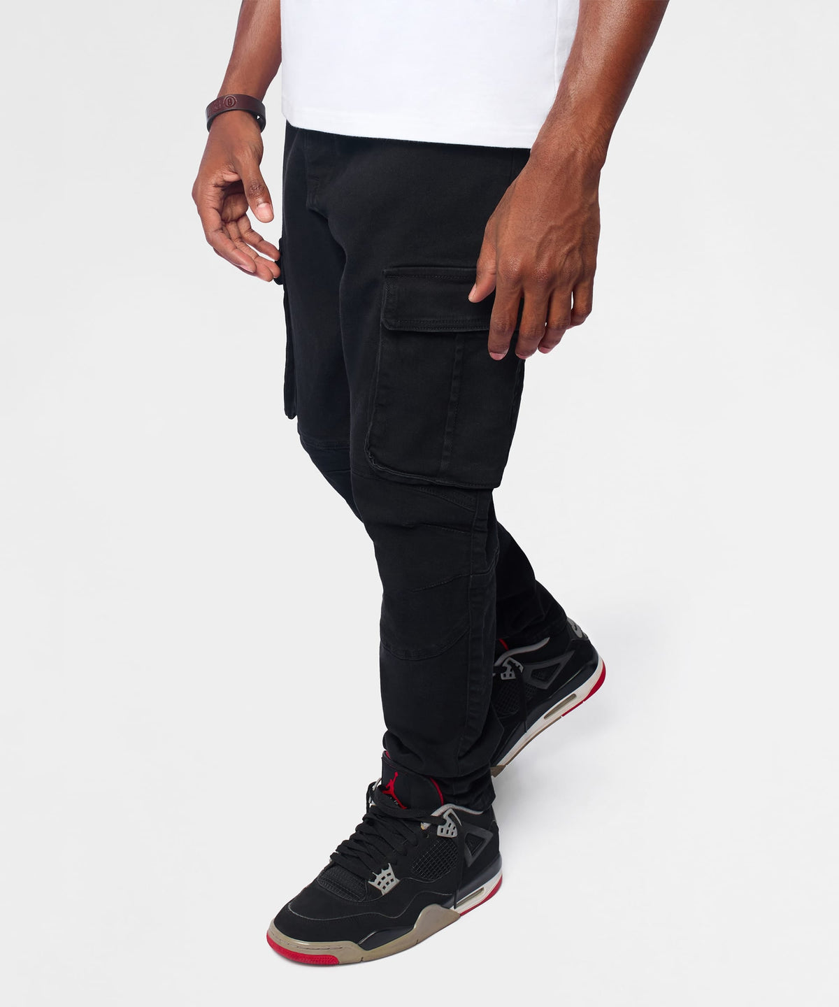 Reason Clothing Trusted Utility Cargo Denim Skinny Jeans - Black