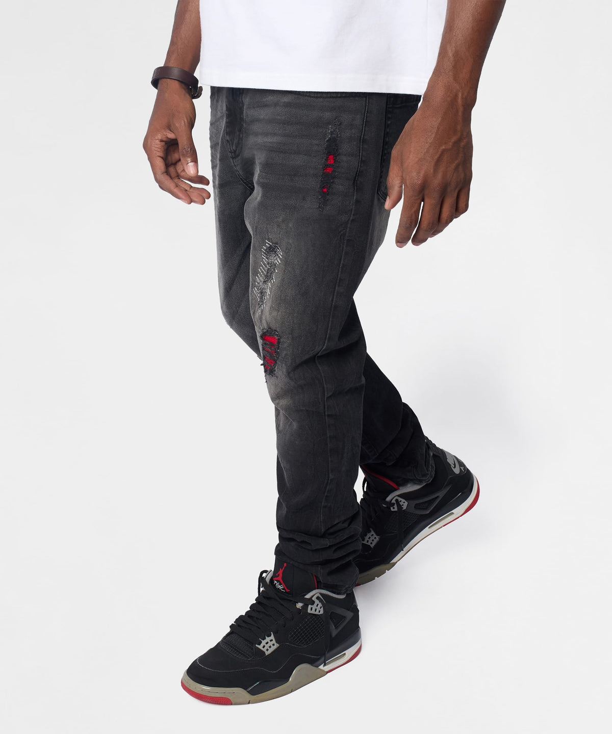 Reason Clothing Essential Vice Distressed Skinny Jeans - Washed Black