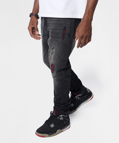 Reason Clothing Essential Vice Distressed Skinny Jeans - Washed Black