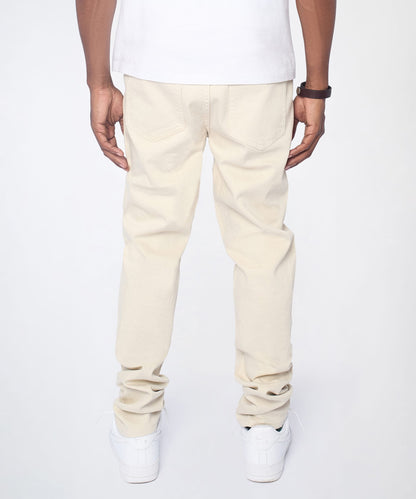 Reason Clothing Quality Diamond Dust Rhinestone Skinny Jeans - Cream