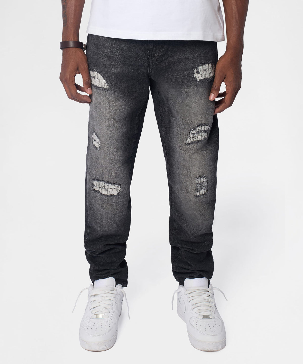 Reason Clothing Recommended Frosted Distressed Skinny Jeans - Grey