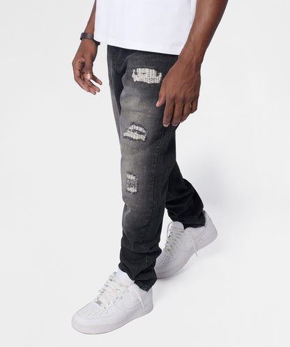 Reason Clothing Recommended Frosted Distressed Skinny Jeans - Grey