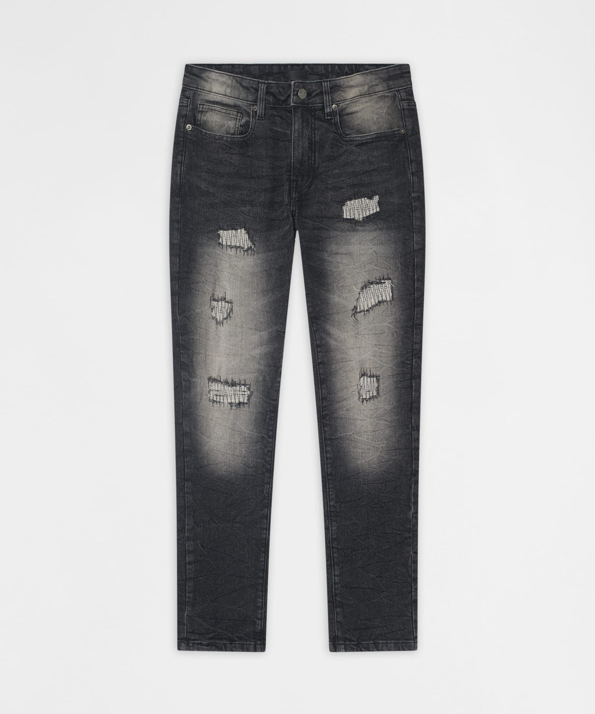 Reason Clothing Top Pick Smokey Distressed Skinny Jeans - Grey
