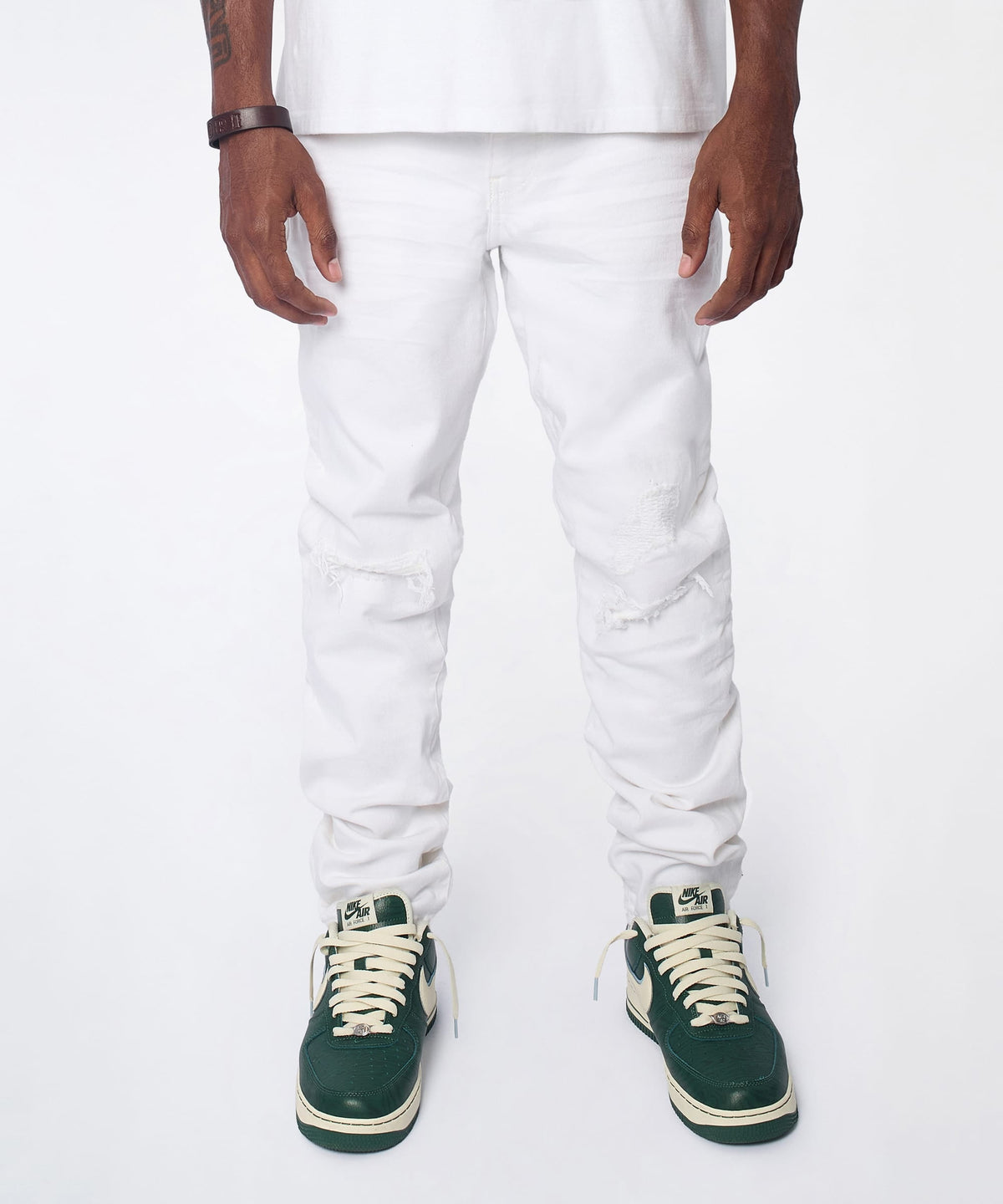 Reason Clothing Essential Arctic Distressed Skinny Jeans - White