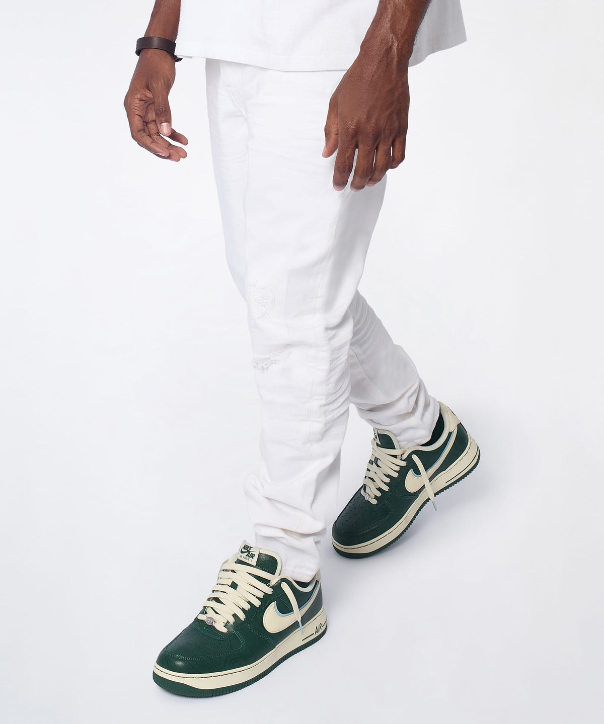Reason Clothing Essential Arctic Distressed Skinny Jeans - White