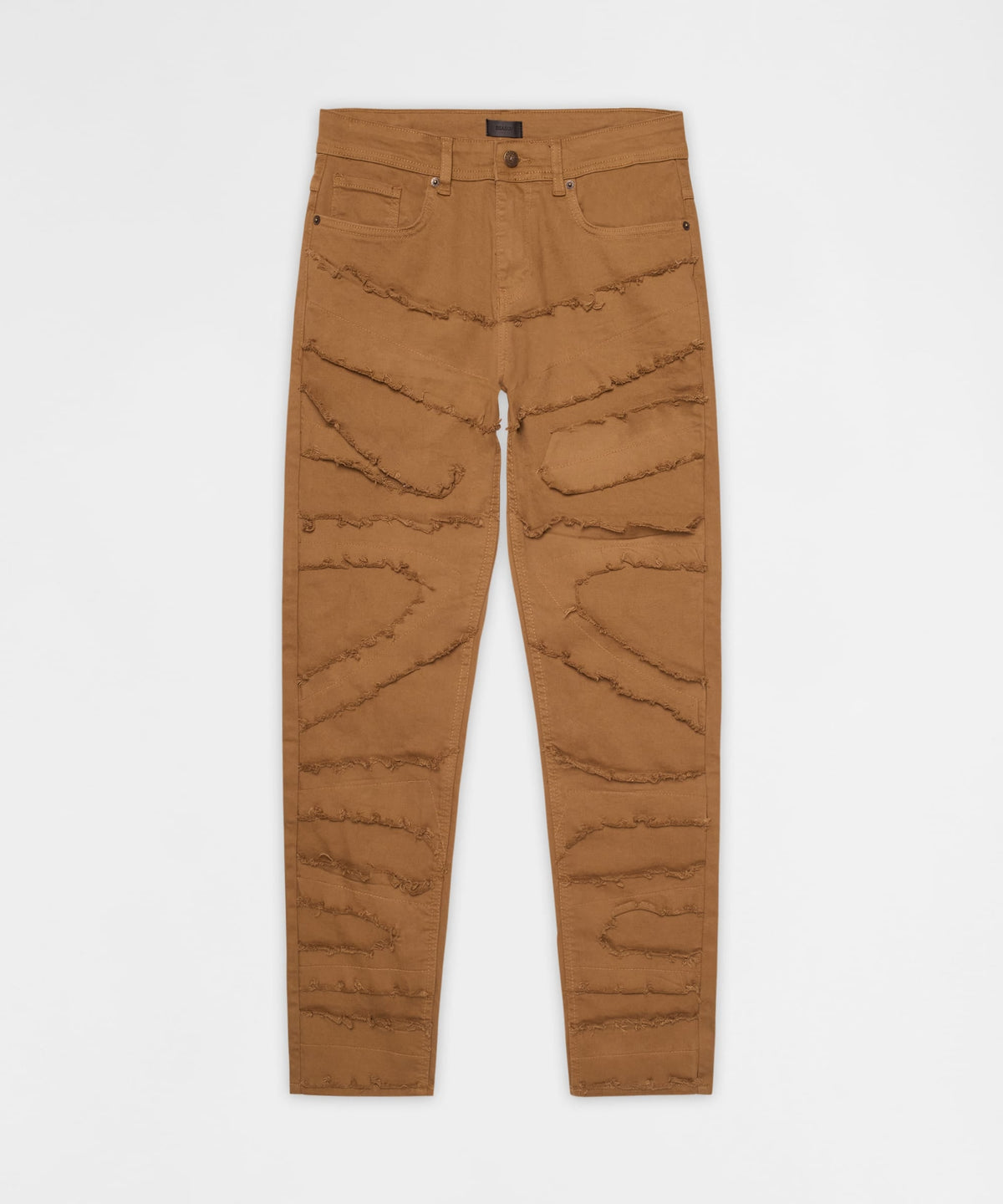 Reason Clothing Hot Sale Heavy Distressed Frayed Skinny Jean - Khaki