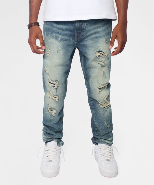 Reason Clothing Great Value Breakaway Distressed Skinny Jeans - Blue