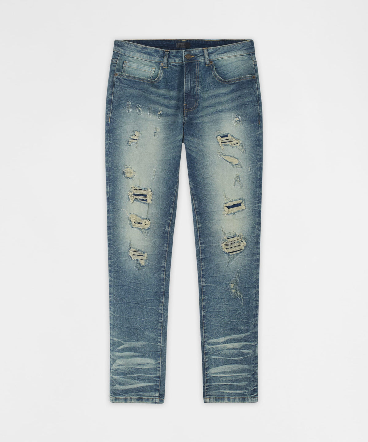 Reason Clothing Great Value Breakaway Distressed Skinny Jeans - Blue