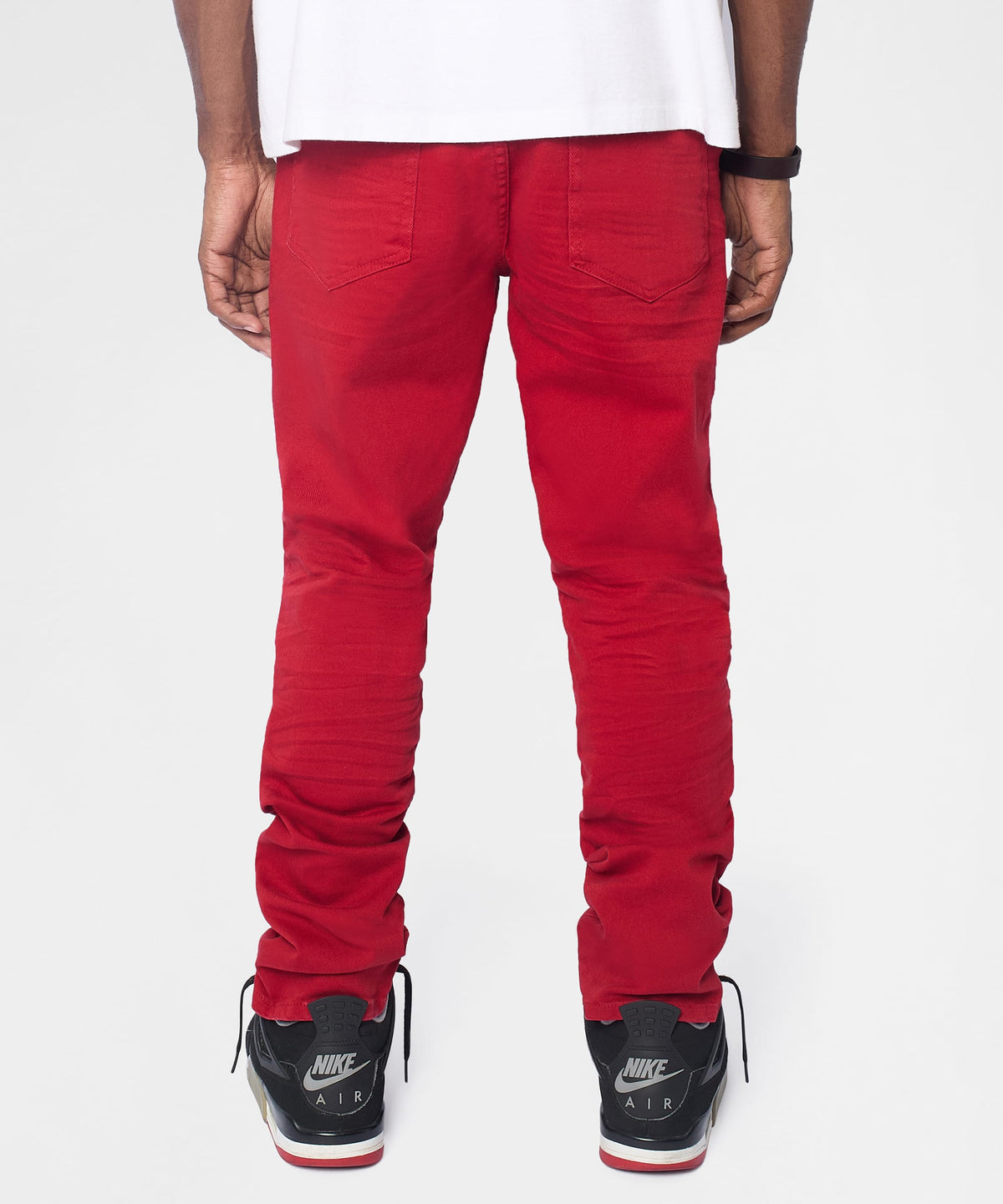 Reason Clothing Hot Sale Classic Denim Ripped Skinny Jeans - Red