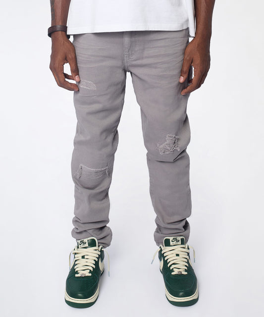 Reason Clothing Premium Essential Distressed Skinny Jean - Grey